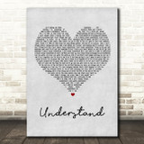 Shawn Mendes Understand Grey Heart Song Lyric Quote Print