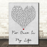 Stevie Wonder For Once In My Life Grey Heart Song Lyric Quote Print