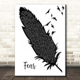 Blue October Fear Black & White Feather & Birds Song Lyric Print