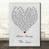 Here Comes The Sun The Beatles Grey Heart Song Lyric Quote Print