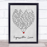 Impossible Love UB40 Grey Heart Song Lyric Quote Print