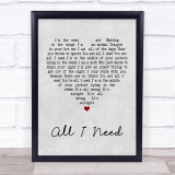 Radiohead All I Need Grey Heart Quote Song Lyric Print