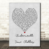 Shakira Underneath Your Clothes Grey Heart Quote Song Lyric Print