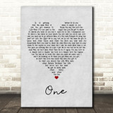 U2 One Grey Heart Quote Song Lyric Print