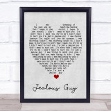 Jealous Guy John Lennon Grey Heart Song Lyric Quote Print