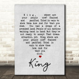 King UB40 Grey Heart Song Lyric Quote Print