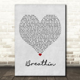 Ariana Grande Breathin Grey Heart Song Lyric Print