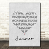 Calvin Harris Summer Grey Heart Song Lyric Print
