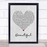 Christina Aguilera Beautiful Grey Heart Song Lyric Print