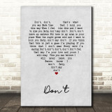Elvis Presley Don't Grey Heart Song Lyric Print