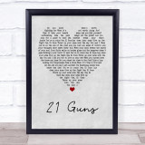 Green Day 21 Guns Grey Heart Song Lyric Print