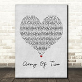 Josh Doyle Army Of Two Grey Heart Song Lyric Print