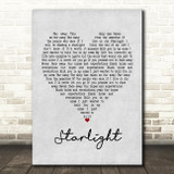 Muse Starlight Grey Heart Song Lyric Print