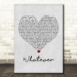 Oasis Whatever Grey Heart Song Lyric Print