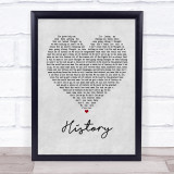 One Direction History Grey Heart Song Lyric Print