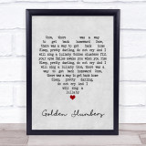 The Beatles Golden Slumbers Grey Heart Song Lyric Print