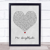 The Killers Mr Brightside Grey Heart Song Lyric Print