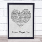 Zara Larsson Never Forget You Grey Heart Song Lyric Print