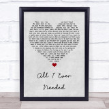 Bret Michaels All I Ever Needed Grey Heart Song Lyric Print