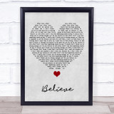 Cher Believe Grey Heart Song Lyric Print