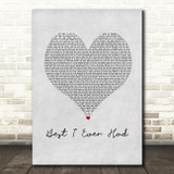 Drake Best I Ever Had Grey Heart Song Lyric Print