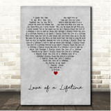 Firehouse Love of a Lifetime Grey Heart Song Lyric Print