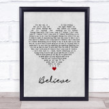 Mumford & Sons Believe Grey Heart Song Lyric Print