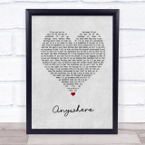 Passenger Anywhere Grey Heart Song Lyric Print