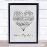 Teresa James You're My Hero Grey Heart Song Lyric Print