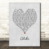 Thirty Seconds to Mars Alibi Grey Heart Song Lyric Print