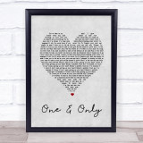 Adele One And Only Grey Heart Song Lyric Quote Print