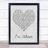 Celine Dion I'm Alive Grey Heart Song Lyric Quote Print