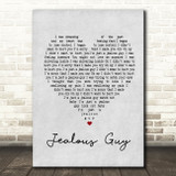 John Lennon Jealous Guy Grey Heart Song Lyric Quote Print