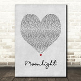 Ali Gatie Moonlight Grey Heart Song Lyric Print