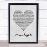 Ali Gatie Moonlight Grey Heart Song Lyric Print