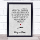 The Temper Trap Sweet Disposition Grey Heart Song Lyric Quote Print