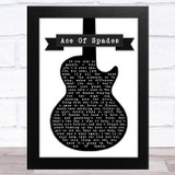 Motorhead Ace Of Spades Black & White Guitar Song Lyric Music Art Print