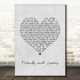 Incubus Friends and Lovers Grey Heart Song Lyric Print