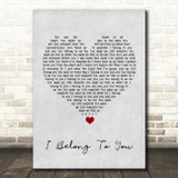 Lenny Kravitz I Belong To You Grey Heart Song Lyric Print