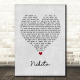 Elton John Nikita Grey Heart Song Lyric Music Art Print