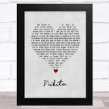 Elton John Nikita Grey Heart Song Lyric Music Art Print
