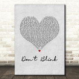 Kenny Chesney Don't Blink Grey Heart Song Lyric Music Art Print