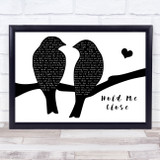 David Essex Hold Me Close Lovebirds Black & White Song Lyric Music Art Print