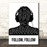 Glasgow Rangers Follow, Follow Black & White Man Headphones Song Lyric Print
