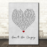 Stonewall Jackson Don't Be Angry Grey Heart Song Lyric Music Art Print