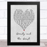 Celine Dion Beauty and the Beast Grey Heart Song Lyric Music Art Print