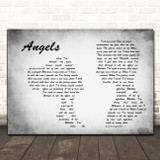 Robbie Williams Angels Man Lady Couple Grey Song Lyric Print