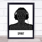 Beyonce Spirit Black & White Man Headphones Song Lyric Print