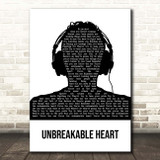 Three Days Grace Unbreakable Heart Black & White Man Headphones Song Lyric Print