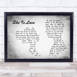 Oasis She Is Love Man Lady Couple Grey Song Lyric Quote Music Print